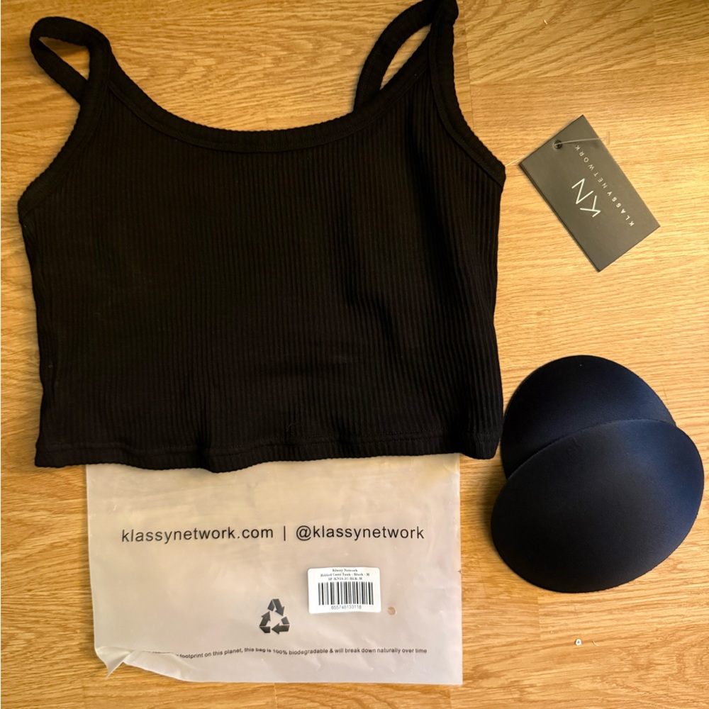 Klassy Network Black Ribbed Tank Top